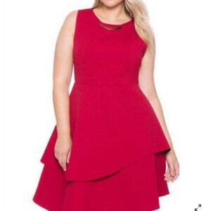 NWT Eloquii Asymmetrical Red A-Line Dress | Size 18